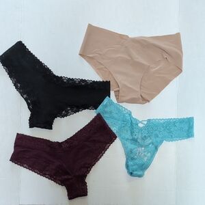 Set of Four Lace and Seamless Victoria's Secret/Pink Panties
